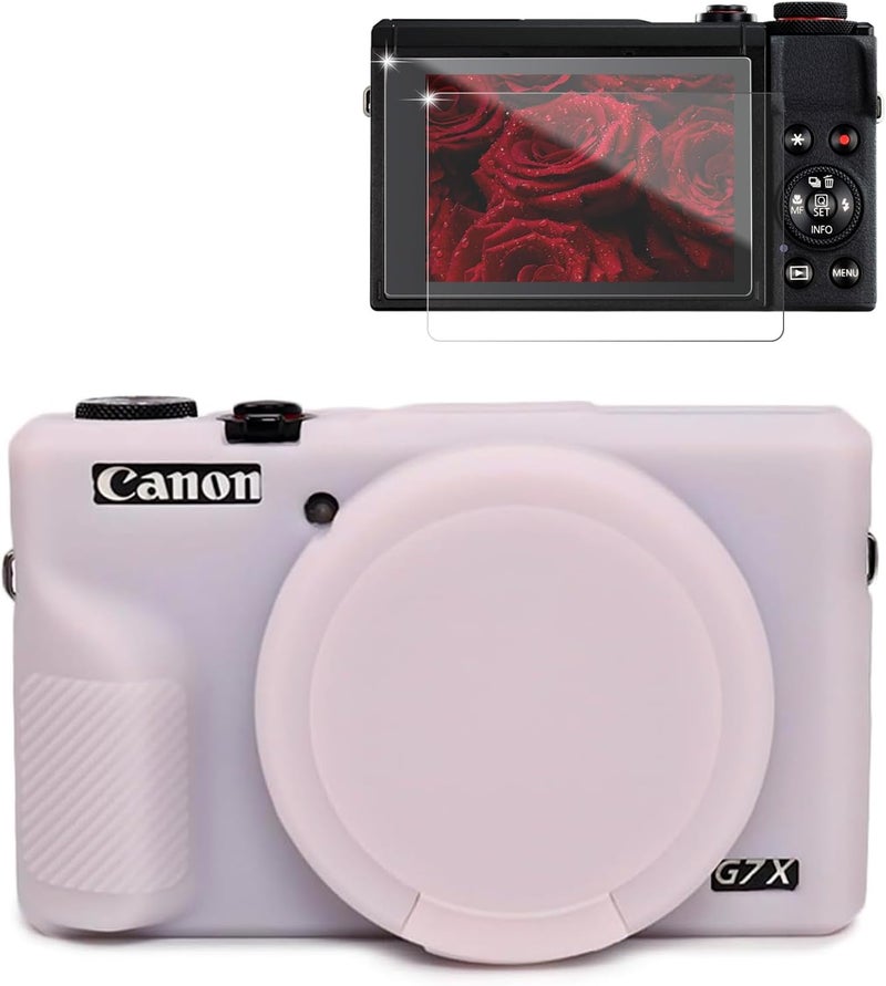 Frevyve Case for Canon G7X Mark III Camera, Soft Silicone Protective Case, Slim Fit Sleeve with Removable Lens Cover and Screen Protector Accessories, Lightweight, Anti-Scratch (Jelly Pink) - Image 1